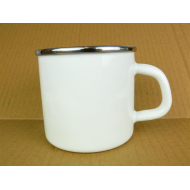 Kleiner Henkeltopf 0,5 Liter 9cm Emaille mit Chromrand...