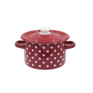 Topf rot emailliert mit weissen Punkten 2 Liter Material...