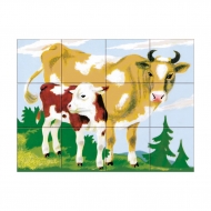 12 Holz Bilderwürfel mit Tiermotiven vom Bauernhof
