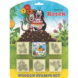 Maulwurf Stempelset 5 Stempel mit Stempelkissen Holzstempel zum Ausmalen und stempeln