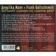 CD Angelika Mann / Frank Golischewski - Hier kommt zusammen was zusammen gehört