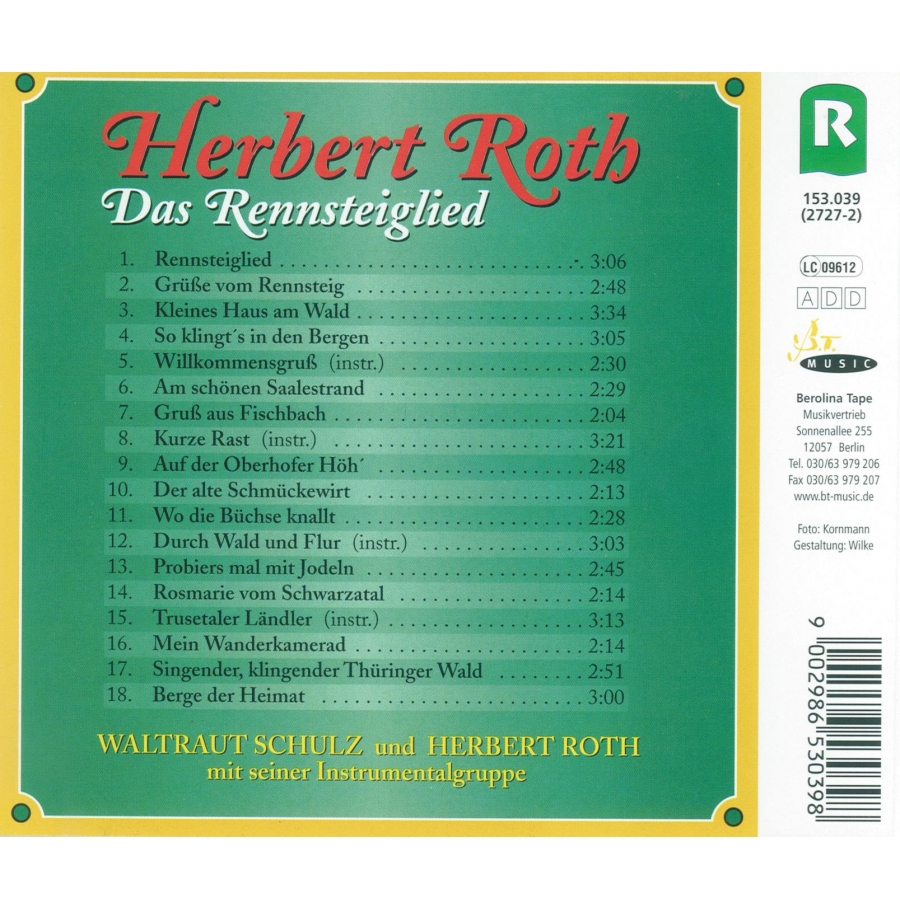 CD Herbert Roth - Das Rennsteiglied, 26,99