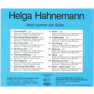 Helga Hahnemann - Jetzt kommt die Süße