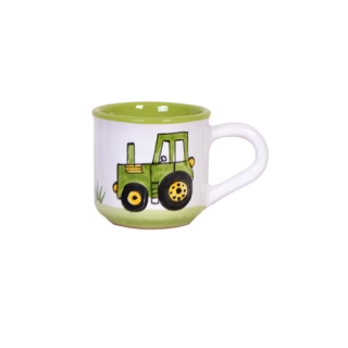 Keramik Tasse Traktor Geschirr 200ml Handbemalt