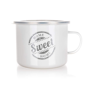 Metallbecher 0,5 Liter mit Chromrand und Plaste Deckel