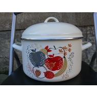 Emaillierter Topf 24cm Hoher Deckel mit Chromrand Farbe...