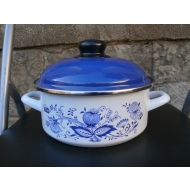 Topf 18cm 1,75 Liter emailliert flach mit hohem Deckel...