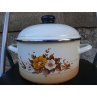 Topf 20cm 3,2 Liter emailliert Hoher Deckel Farbe Biege...