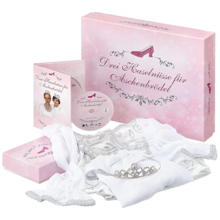 Drei Hasseln&uuml;sse f&uuml;r Aschenbr&ouml;del - Prinzessinnen Box  mit Kleid 122/128 Diadem DVD und H&ouml;rspiel Kleid Gr&ouml;&szlig;e 122/128