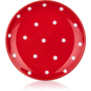 Dessert Teller Rot mit weißen Punkten 18,6cm Teller zum Essen