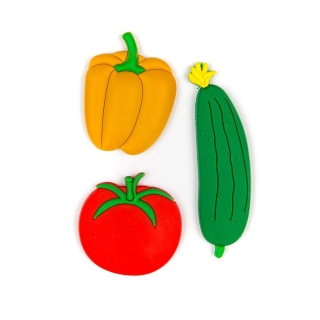 K&uuml;hlschrank Magnete 3 St&uuml;ck Fr&uuml;chte Gem&uuml;se Gurke Paprika Tomate
