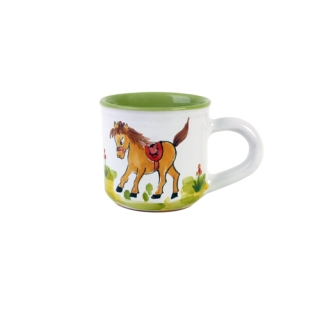 Keramiktasse Motiv Pferdchen Handbemalt