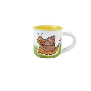 Keramiktasse Motiv Schnecke Handbemalt