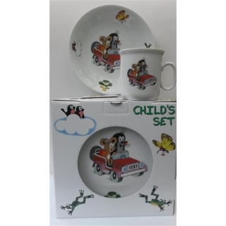 Kindergeschirr Kindergedeck Der Kleine Maulwurf und die Maus im Auto Kindergeschirr Porzellan Tasse,Teller,Tiefer Teller