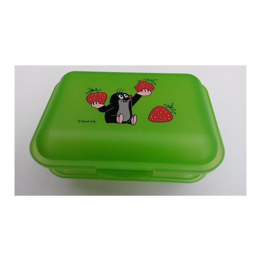 Brotdose Motv Der Kleine Maulwurf aus Plast mit Klickverschluß in Grü