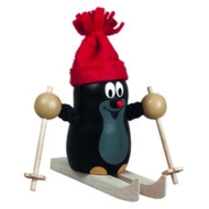 Der Kleine Maulwurf Standfigur auf Ski Holzartikel