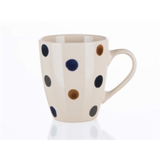 Trinkbecher 0,21 Liter Keramik Chremefarben mit Punkten und Henkel