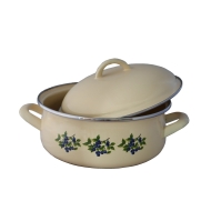 Emaillierter Topf 16cm mit hohem Deckel und Motiv