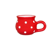Keramik Becher Kaffeetasse 0,45ml rot mit weißen...