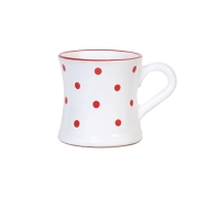 Henkeltasse Keramik weiß mit roten Punkten