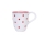 Tasse Keramik weiß mit roten Punkten ovale Form