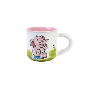 Keramik Kindertasse Motiv Elefant 2 x gebrannt