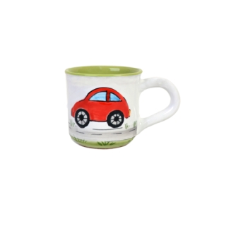Keramik Tasse Kinder handbemalt mit Motiv Auto