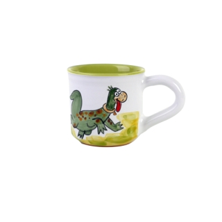 Keramik Tasse Kinder handbemalt mit lustigem Dinosaurier
