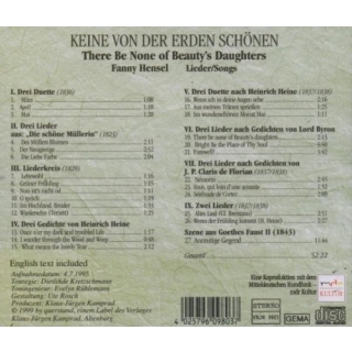 CD Fanny Hensel Geb. Mendelssohn Bartholdy, Adelheid Vogel, Suzanne Summerville, Jochen Kupfer, Martin Petzold, MDR-Kinderchor*, Ulrich Urban - Keine Von Der Erden Schönen = There Be None Of Beautys Daughters (Lieder = Songs)