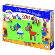 Magnetisches Legespiel mit 44 Teilen aus Holz Motiv Zoo