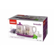 Menage Set z.b.für Öle und Senf Keramik mit 1 Löffel Design Lavendel