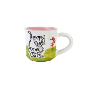 Tasse Keramik Kinder Motiv Katze handbemalt