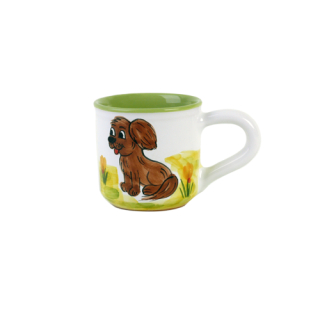 Kindertasse Keramik handbemalt Motiv Hund 2 x gebrannt