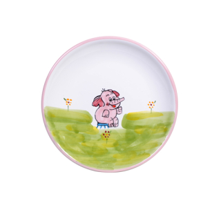 Teller für Kinder Keramik Handbemalt Motiv Elefant 2 x gebrannt 19cm Durchmesser