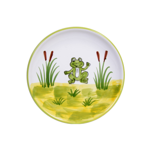 Teller für Kinder Keramik Motiv Frosch 2 x gebrannt 19cm Durchmesser