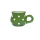 Kleine bauchige Tasse mit Henkel Keramik Handbemalt Grün mit weißen Punkten 0,22l