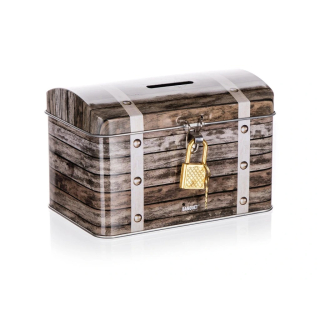 Blech Spardose mit Schloß Design Schatztruhe 12,8x8,4x8,4cm