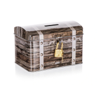 Blech Spardose mit Schloß Design Schatztruhe...