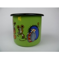 Roter Henkeltopf Trinkbecher 8 x 8 cm Metall emalliert...